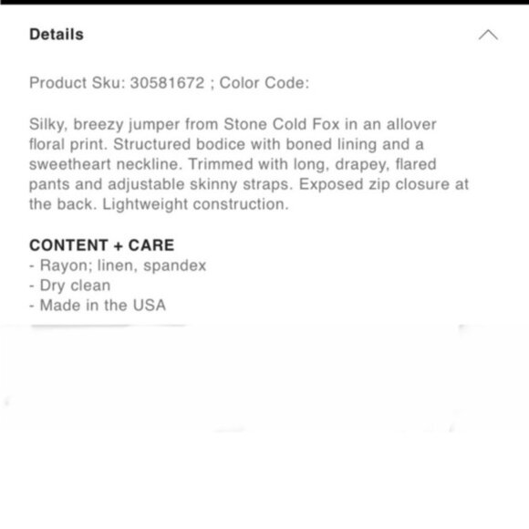 Stone Cold Fox Jerry Jumpsuit Size XS/Small (SCF Size 1) Floral Rose Linen - Picture 16 of 16